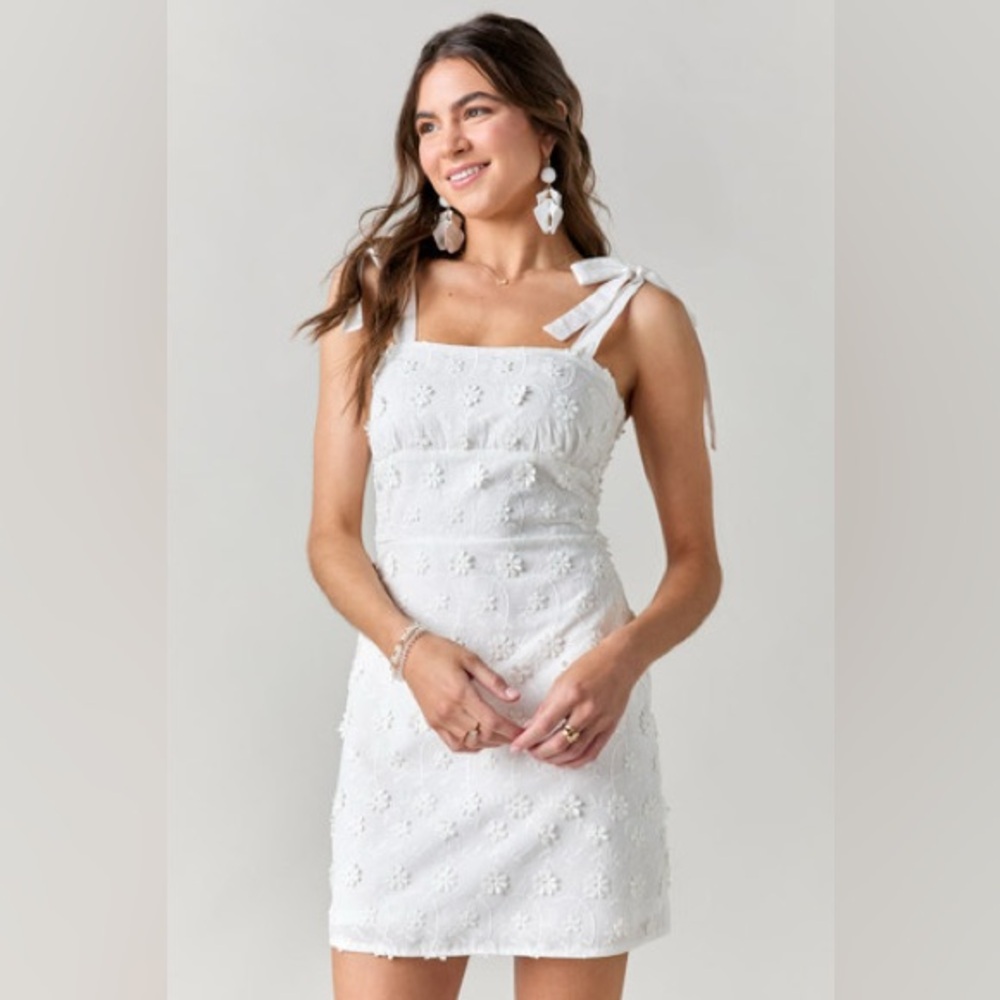 White Floral Tie Dress